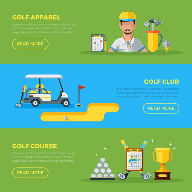 Free vector horizontal golf banners