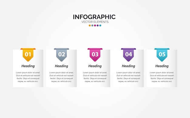 Free vector horizontal infographic design template creative concept with 5 steps can be used for workflow layout diagram banner webdesign vector illustration