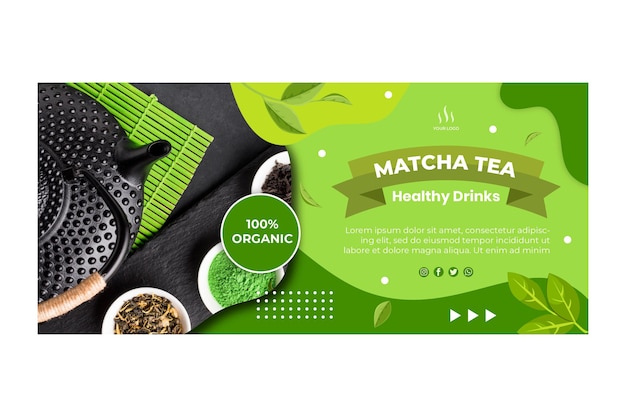 Free vector horizontal matcha tea banner template