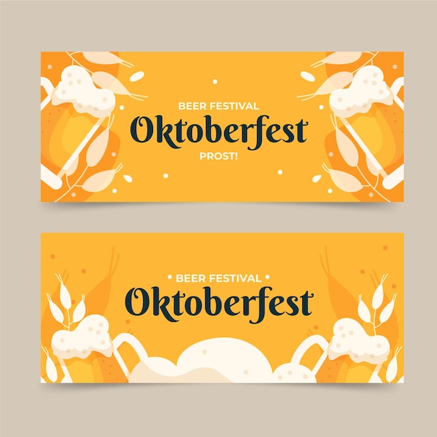 Vettore gratuito set di striscioni orizzontali dell'oktoberfest