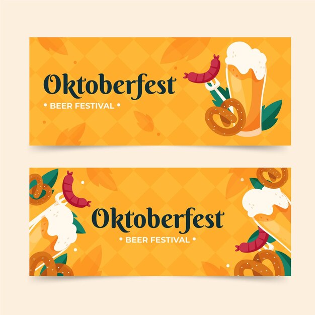 Horizontal oktoberfest banners set