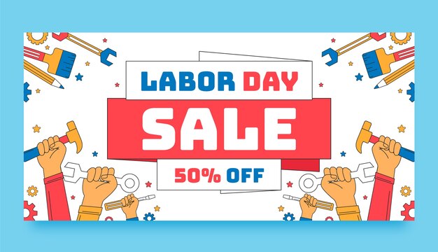 Horizontal sale banner template for 1st may labor day celebration