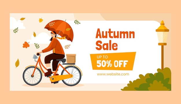 Horizontal sale banner template for autumn season celebration