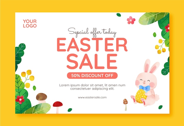 Free vector horizontal sale banner template for easter celebration
