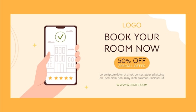 Horizontal sale banner template for hotel accommodation