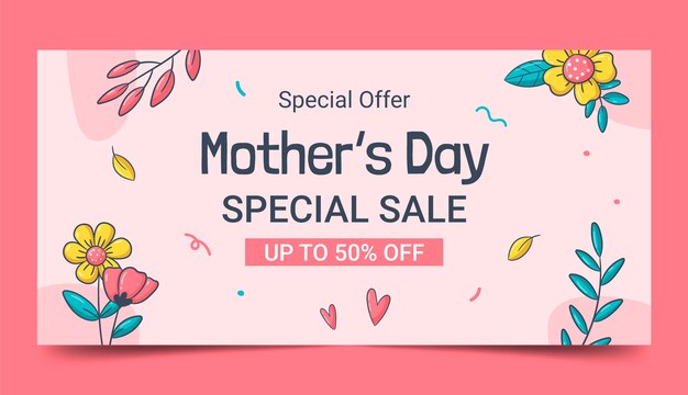 horizontal sale banner template for mothers day celebration