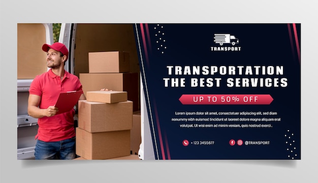 Horizontal sale banner template for transport and conveyance