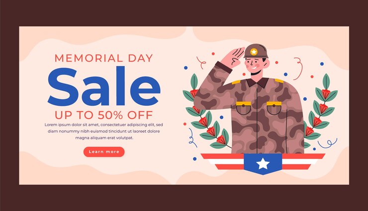 無料Vector アメリカ記念日のお祝いの水平販売バナー テンプレート