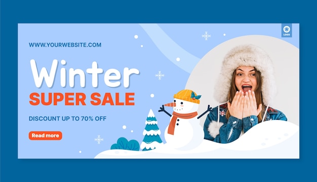 Horizontal sale banner template for winter season celebration