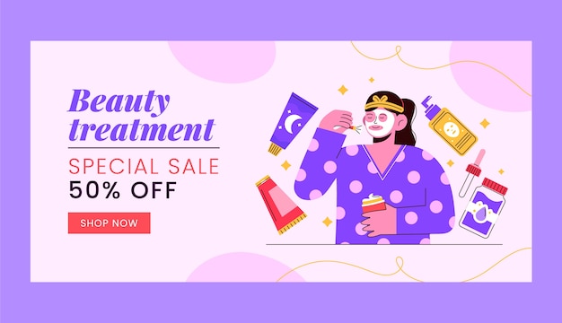 Horizontal sale banner template for women's beauty and care