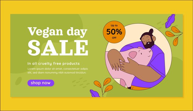 Horizontal sale banner template for world vegan day celebration