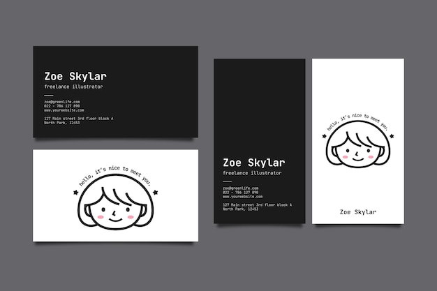 Horizontal and vertical business card template with avatar