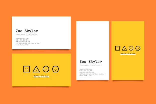 Free vector horizontal and vertical business card template with geometric shapes