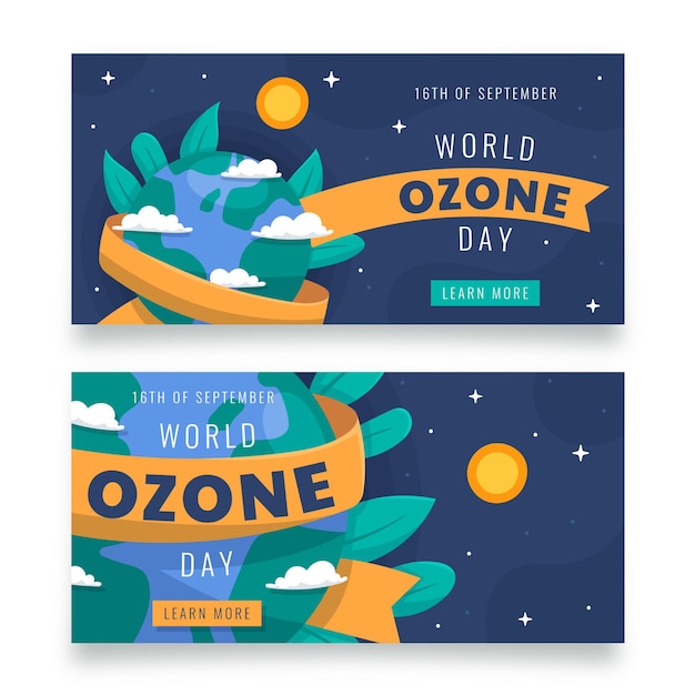 Horizontal world ozone day banners set