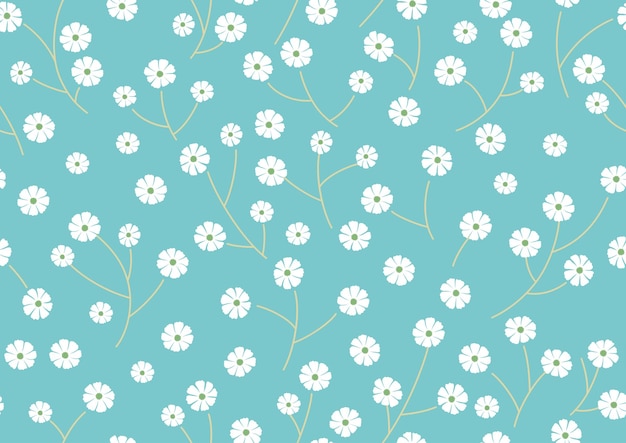 Horizontally And Vertically Repeatable Vector Floral Pattern On A Blue Background