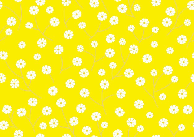 Horizontally And Vertically Repeatable Vector Floral Pattern On A Yellow Background