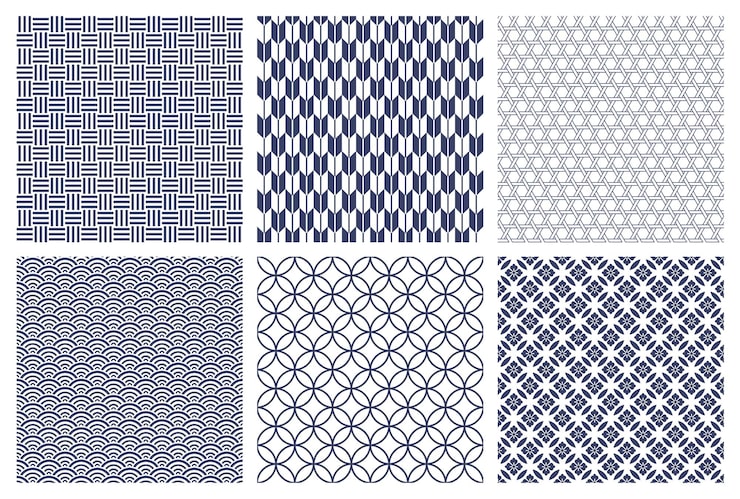 Free Vector horizontally and vertically repeatable vector seamless japanese vintage patterns set