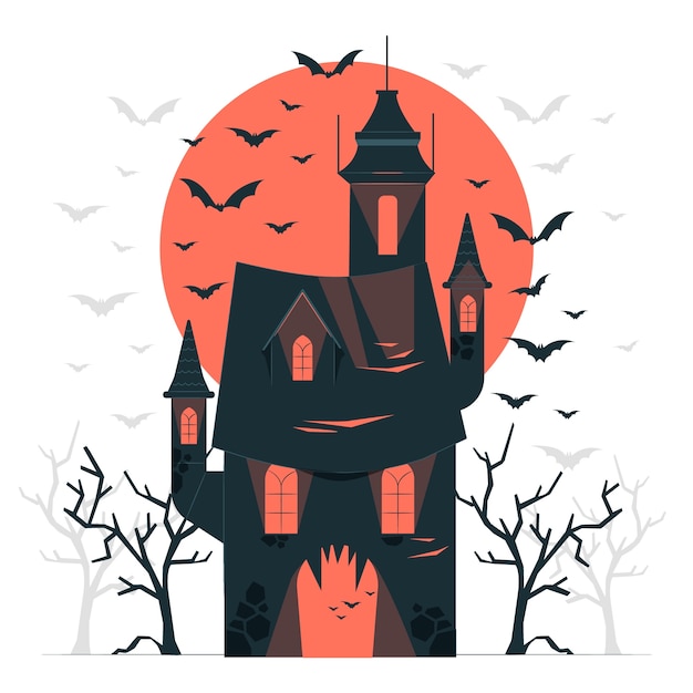 Free vector horror castle concept illustration