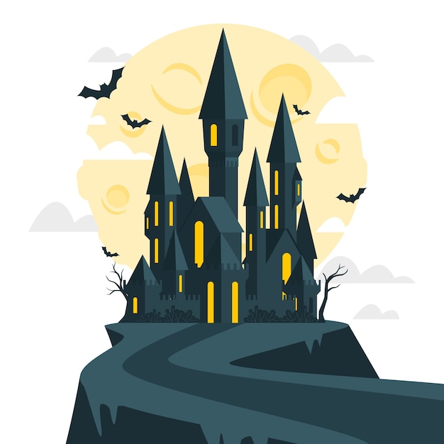 Бесплатное векторное изображение Иллюстрация концепции замка ужасов