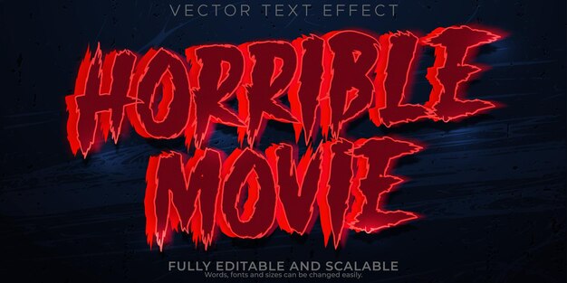 Текстовый эффект фильма ужасов, редактируемый стиль крови и страшный текст