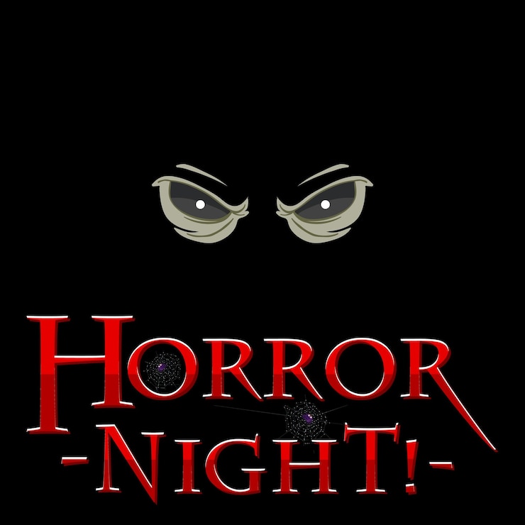 मुफ़्त वेक्टर horror night font logo with creepy eyes