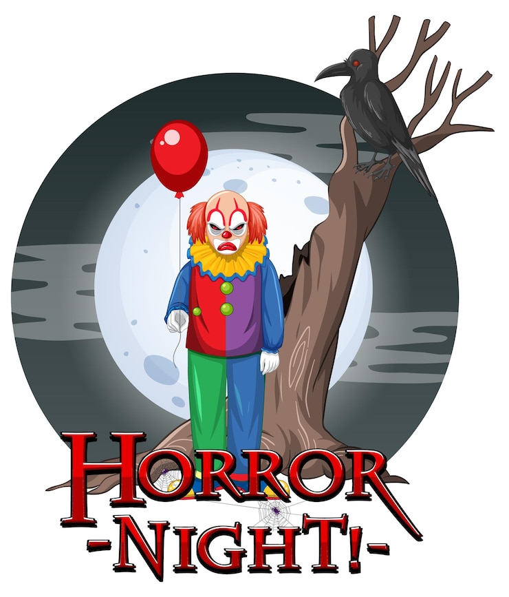 मुफ़्त वेक्टर horror night logo with creepy clown