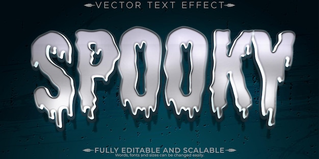 Vettore gratuito effetto testo spettrale horror modificabile in stile vintage e testo spaventoso