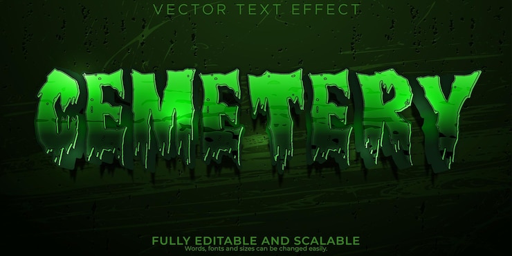 무료 Vector 공포 텍스트 효과 편집 가능한 밤과 무서운 텍스트 스타일