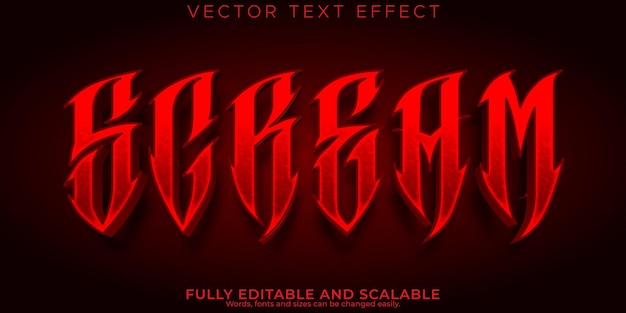 Free vector horror text effect editable paranormal and scary text style
