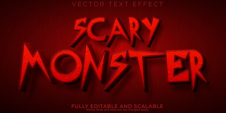 Free Vector horror text effect editable scary monster text style