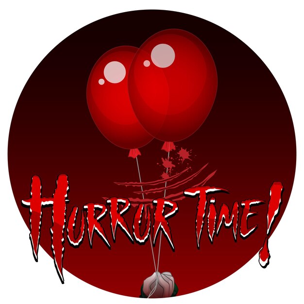 Логотип времени ужасов с красными воздушными шарами