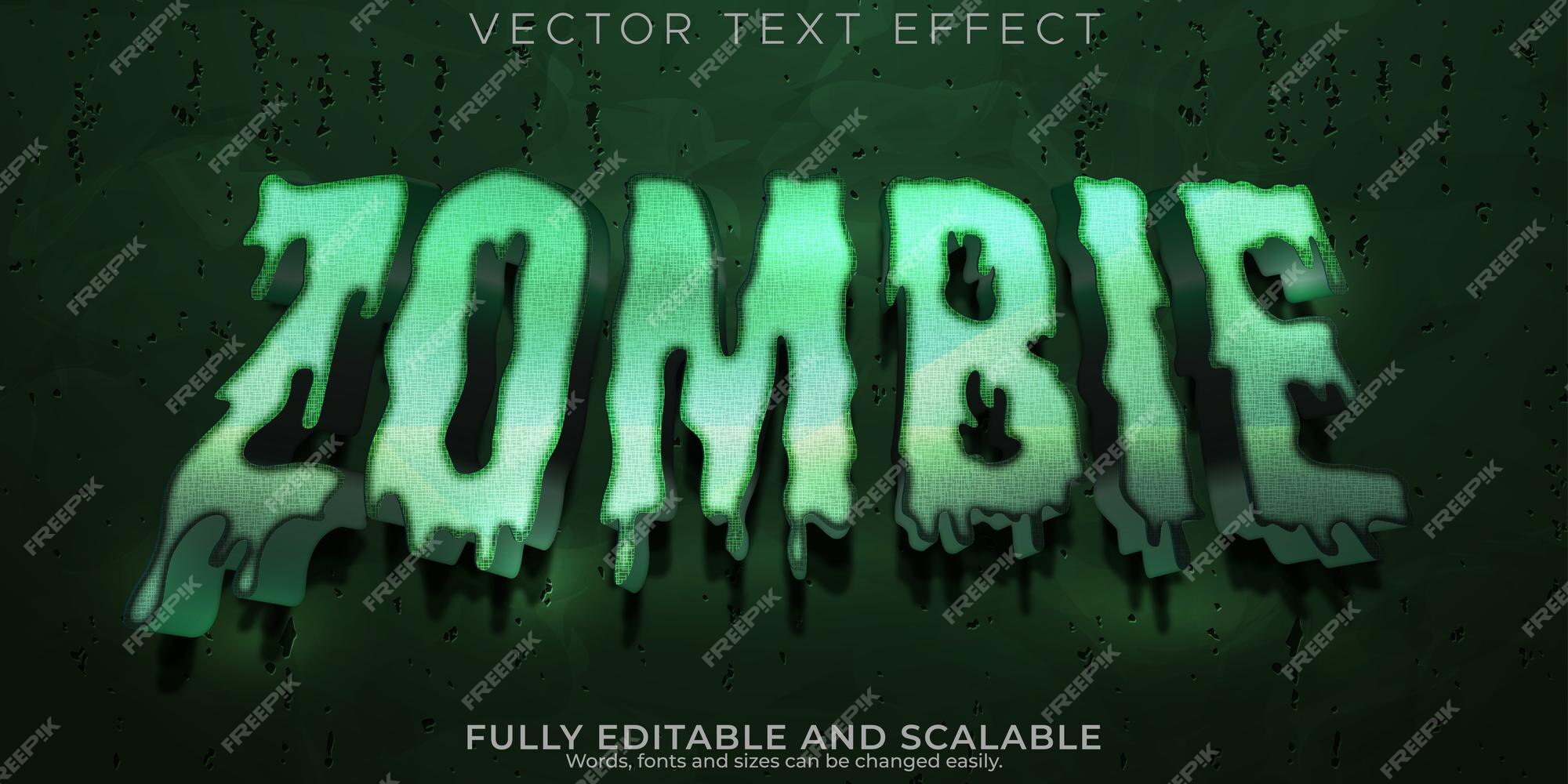 Zombie Text. Green Terrible Letter And Brains. Horror Lettering