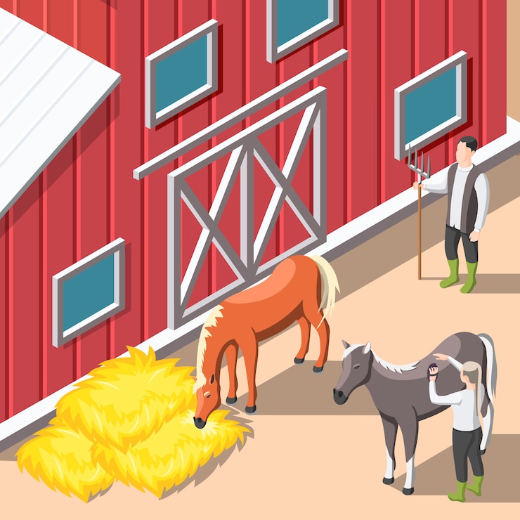 Free Vector horse breeding isometric background