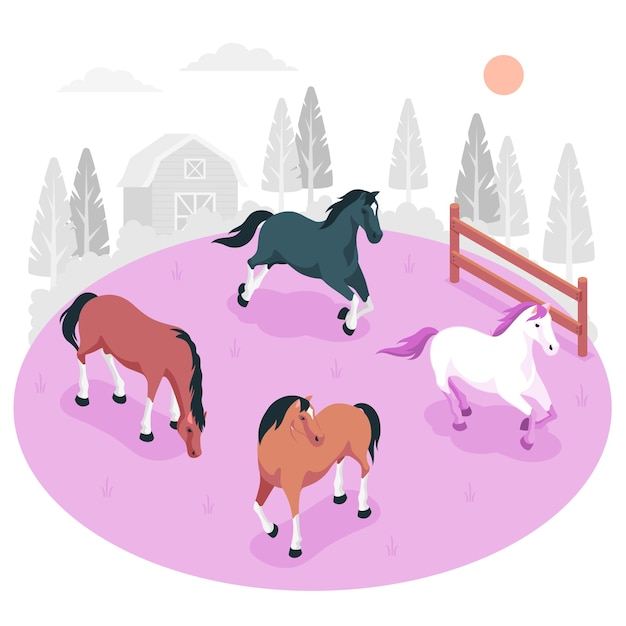 Free vector horse farm concept illustration