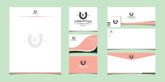 Horse iron paws logo design with business card template