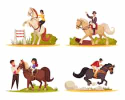 Free vector horse riding design set