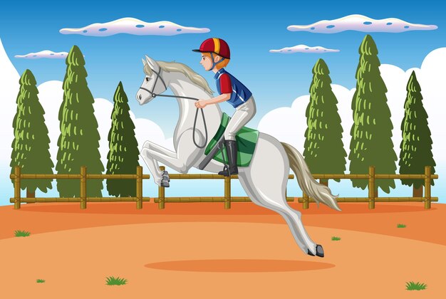 騎手と馬の乗馬シーン