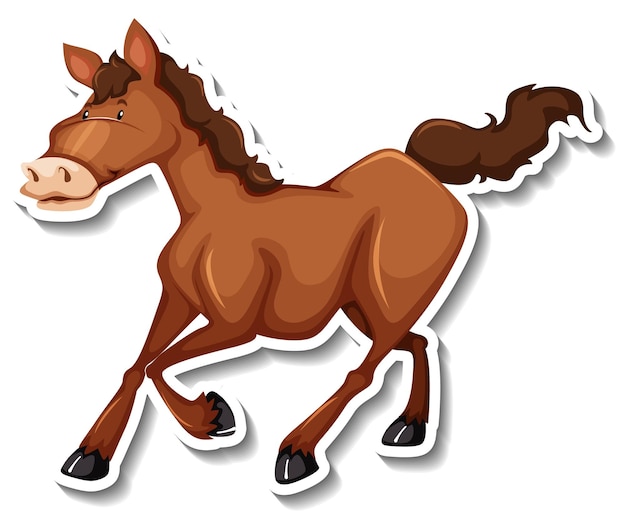 Free vector a horse running animal cartoon sticker