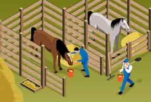 Free vector horse stable illustration