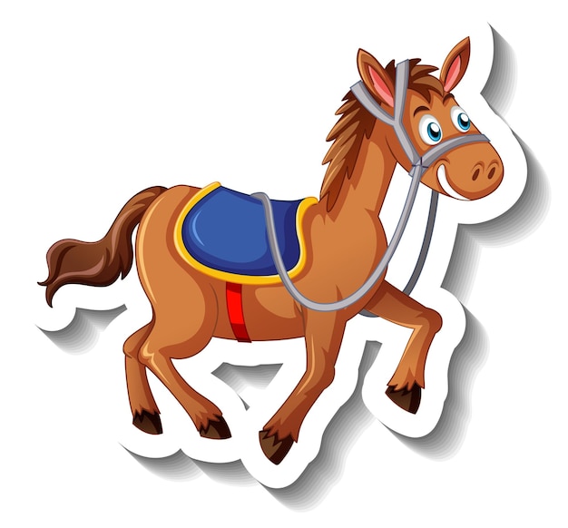 Free vector horse with saddle cartoon character