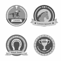 Free vector horseback riding black badges and labels