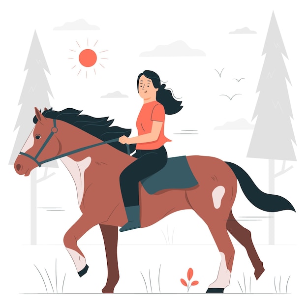 Horseback riding concept illustration