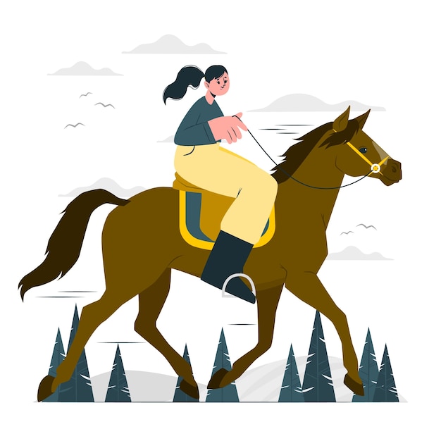 Free vector horseback riding concept illustration