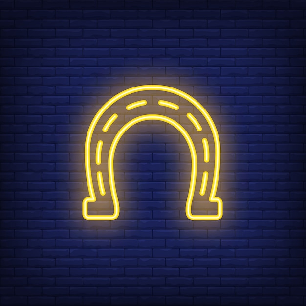 Vettore gratuito elemento al neon a ferro di cavallo. concetto di gioco per pubblicità luminosa di notte
