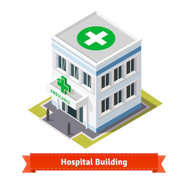 Free vector hospital and ambulance building