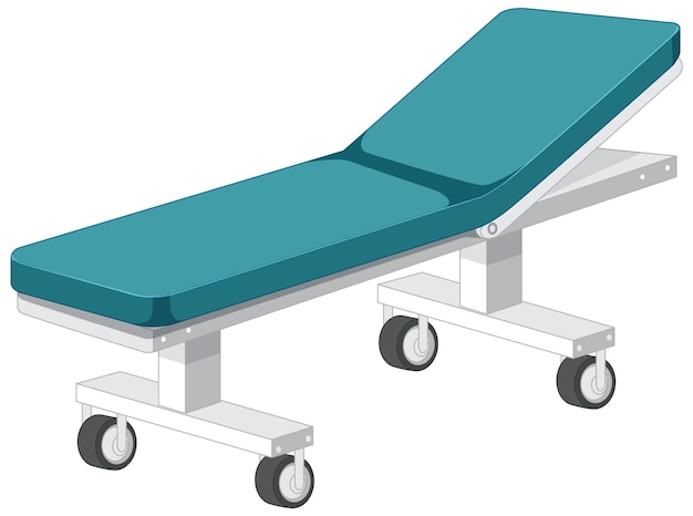 Hospital bed with wheels on white background