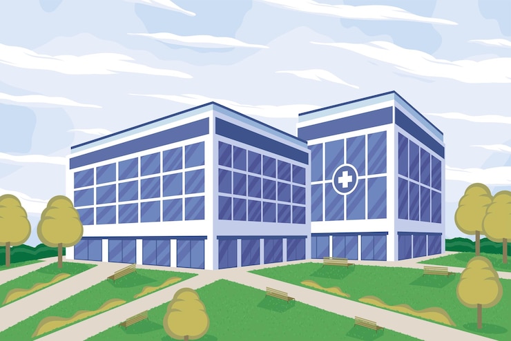 Free Vector hospital building urban scene