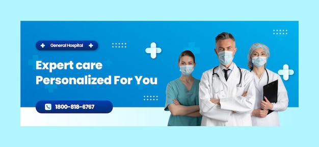 Free vector hospital care facebook cover template