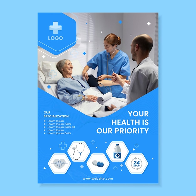 Hospital  care poster template