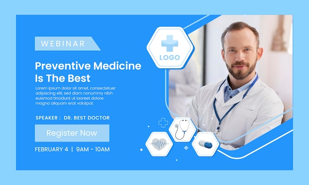 Free vector hospital  care webinar template